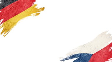 Beyaz Arkaplanda Almanya ve Çek Cumhuriyeti Bayrakları